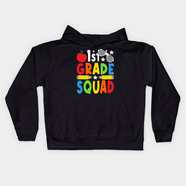 1st Grade Squad Teachers Boys Girls Funny Back To School Kids Hoodie by drag is art